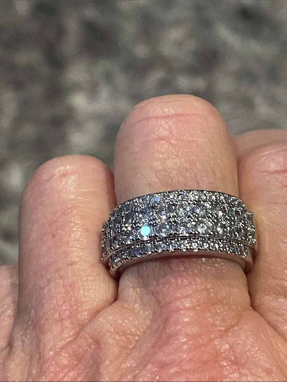 NWT Silver Tone Heavyweight Crystal Cocktail Ring